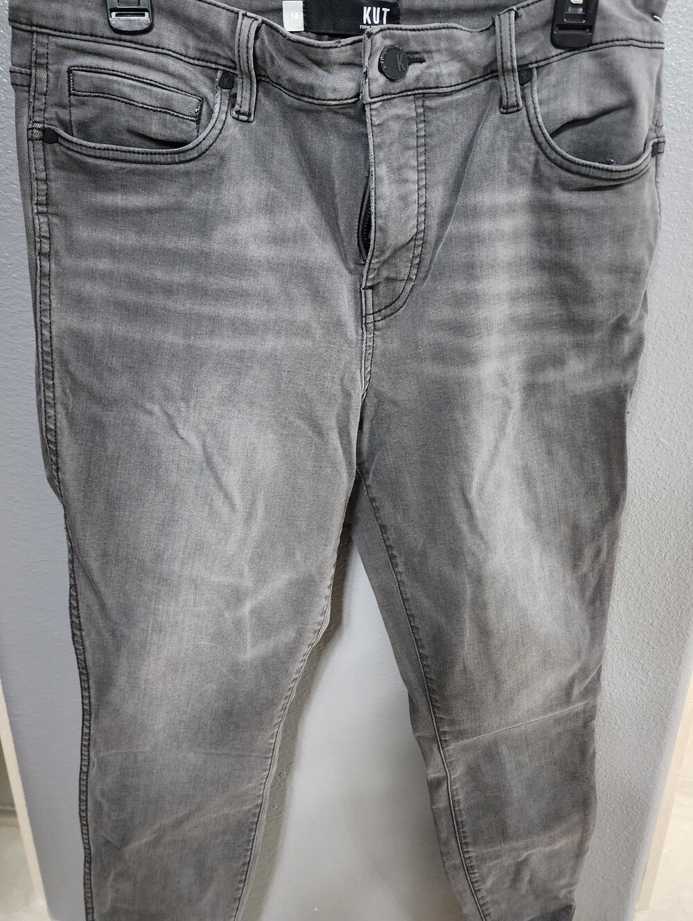 KUT from the Kloth Grey Ankle Skinny Jeans Released Notch Raw Hem Denim